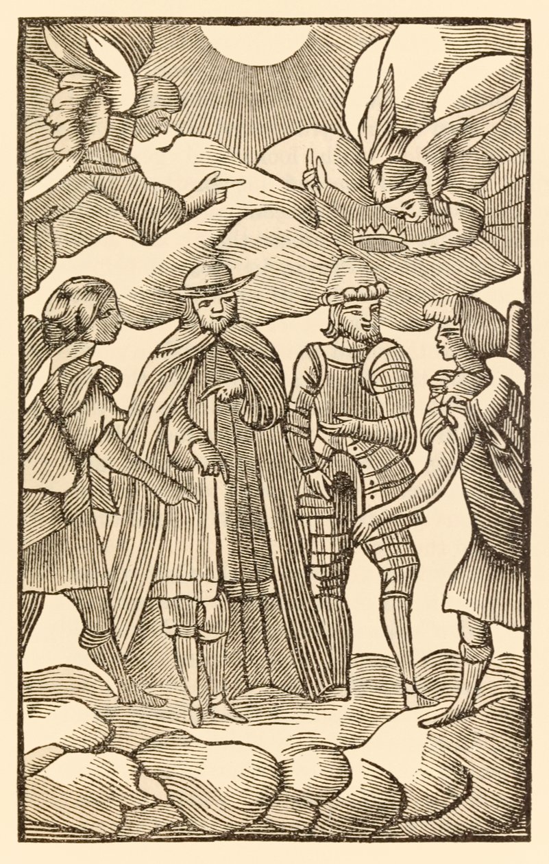 Jetzt, jetzt schaut, wie die heiligen Pilger reiten, Wolken sind ihre Wagen, Engel sind ihre Führer aus Der Pilgerreise von dieser Welt in die zukünftige Welt von John Bunyan von Unknown