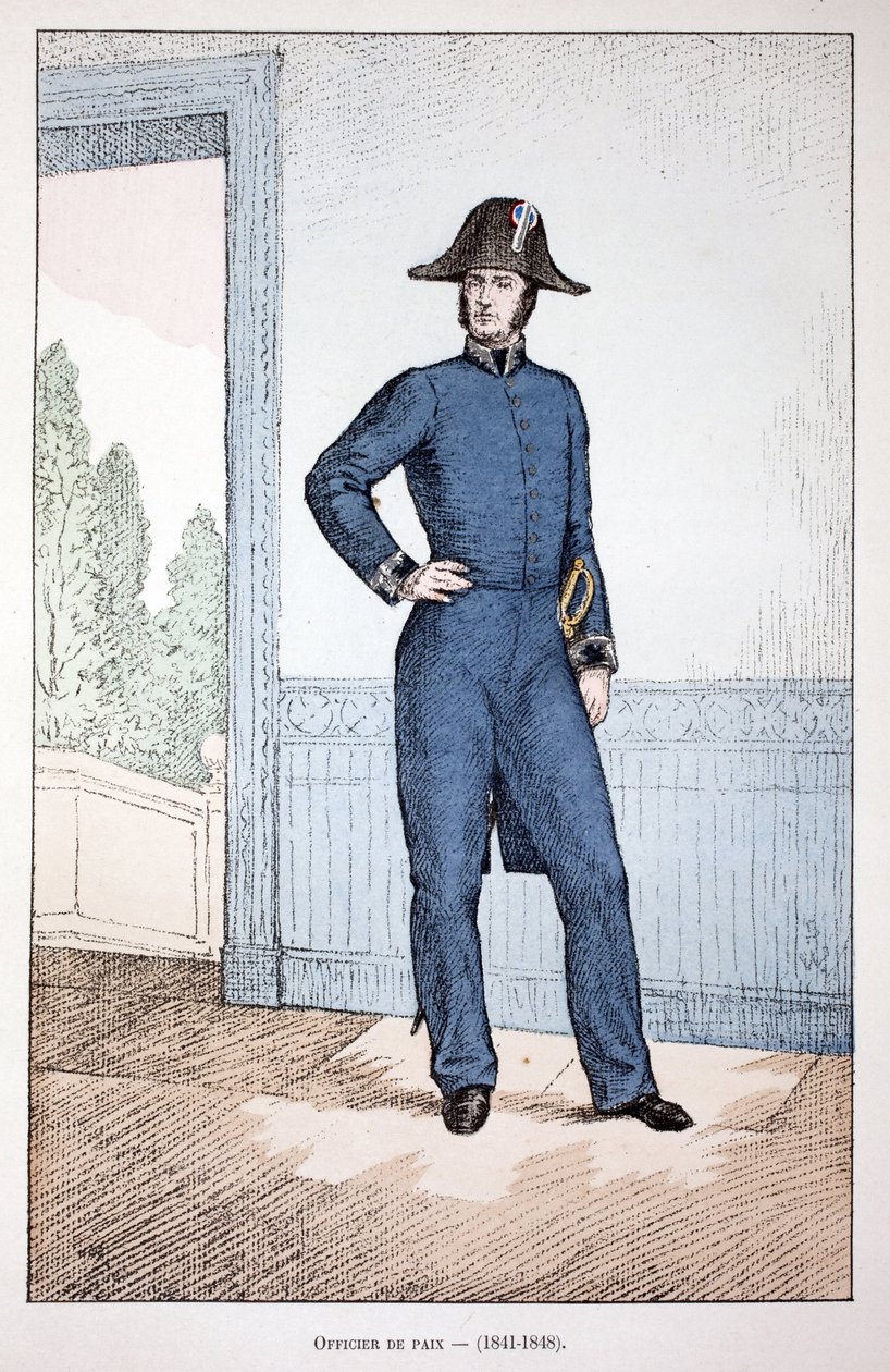 Friedensoffizier (1841-1848). Farbradierung zur Illustration des Buches Histoire du corps des gardiens de la paix von Unknown artist
