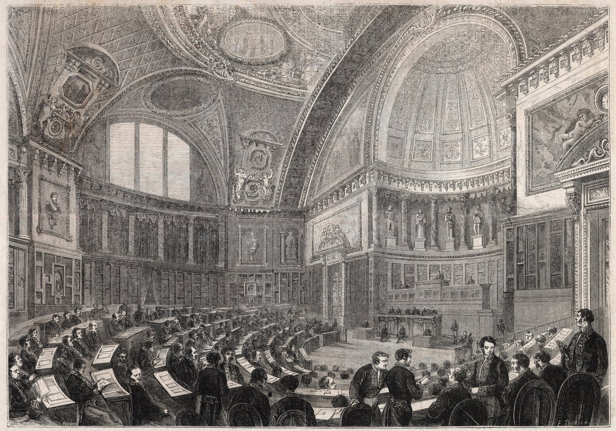 Eröffnung der Sitzung des Senats und Aufnahme von General Charles Cousin Montauban (1796-1878), Viscount de la Gueronniere et de Forcade, 2. Dezember von Unknown artist