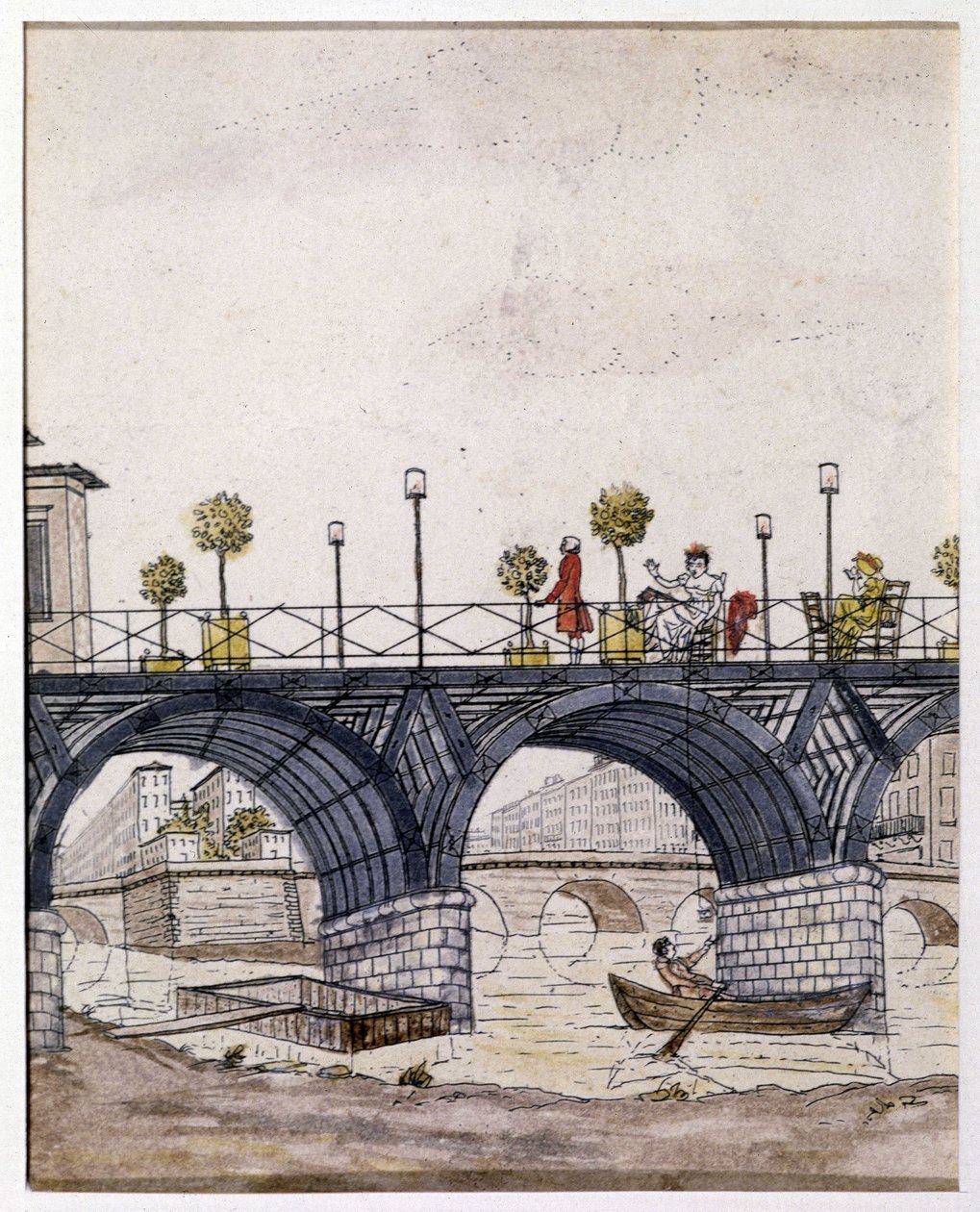 Paris: Die Pont des Arts, im 19. Jahrhundert von Unknown artist