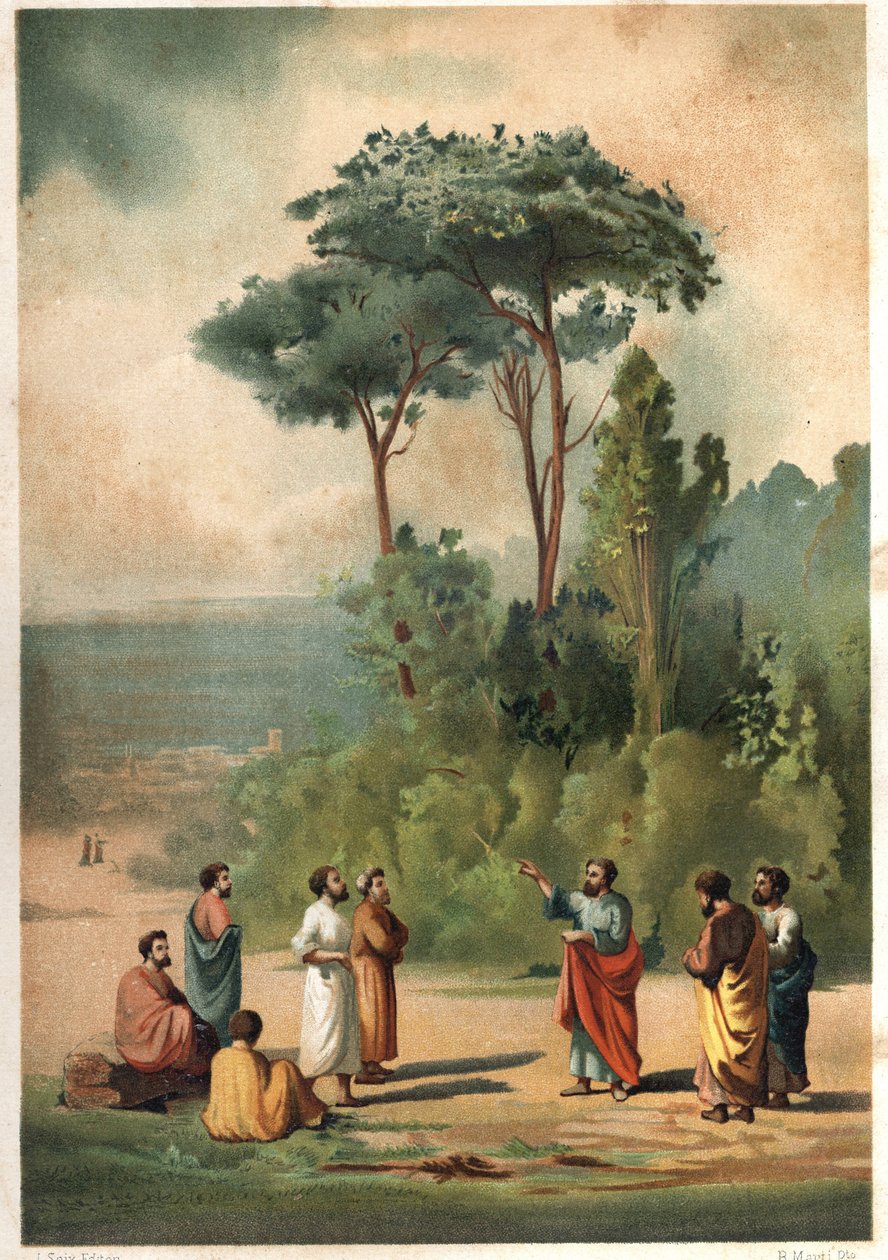 Platon und seine Schüler in den Gärten der Akademie. nach „Hombres y Mujeres famosos“. Barcelona 1877 von Unknown artist
