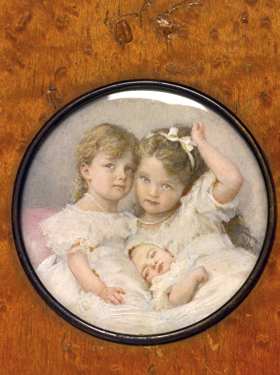 Porträtminiatur der Großfürstinnen Olga (1895-1918), Tatiana (1897-1918) und Maria (1899-1918) von Russland, um 1900 von Unknown Artist