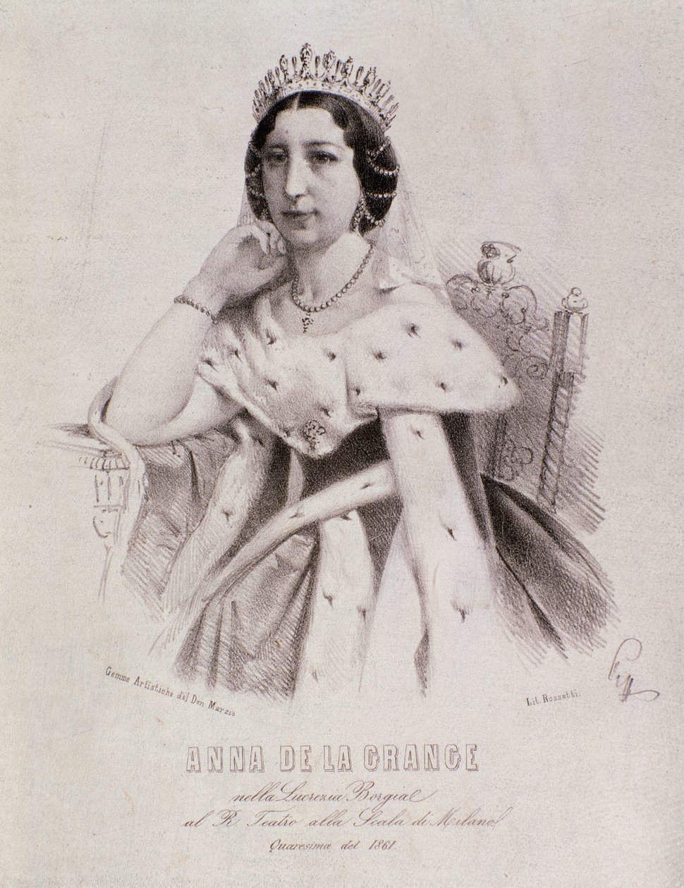 Porträt von Anna de la Grange in Lucrezia Borgia (Gravur) von Unknown artist