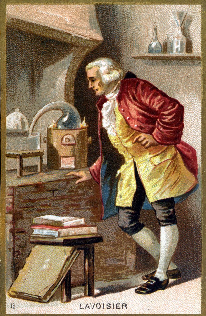 Porträt von Antoine Laurent de Lavoisier (1743 - 1794), französischer Chemiker. Chromolithografie des 19. Jahrhunderts. von Unknown artist