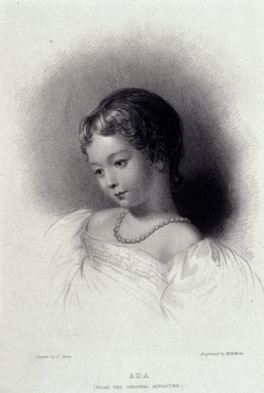 Porträt von Augusta Ada Byron (1815-1852), die Anna Lovelace wurde, Tochter des Dichters George Gordon Byron. Gravur des 19. Jahrhunderts von Unknown artist