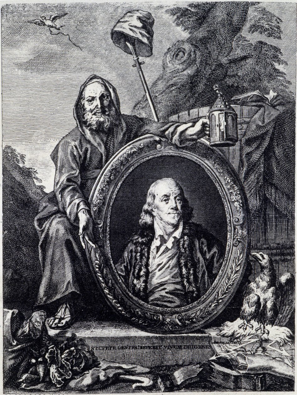 Porträt von Benjamin Franklin (1706 - 1790), amerikanischer Politiker, Memorialist, Pamphletist und Physiker von Unknown artist