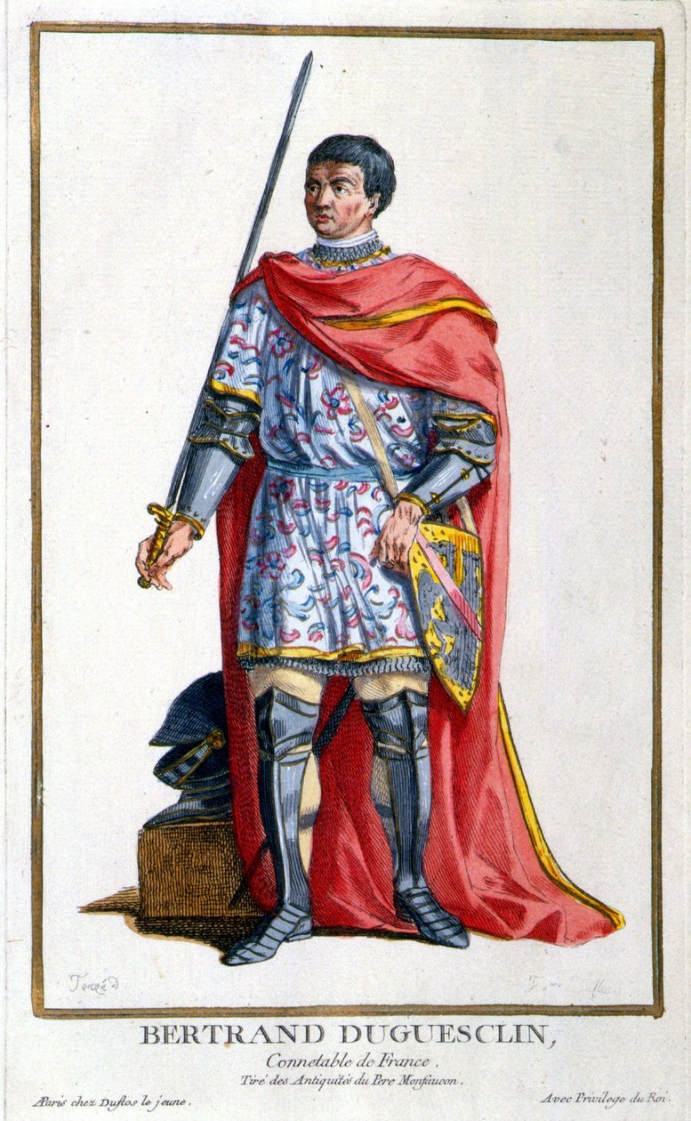 Porträt von Bertrand Duguesclin. Gravur des 19. Jahrhunderts von Unknown artist