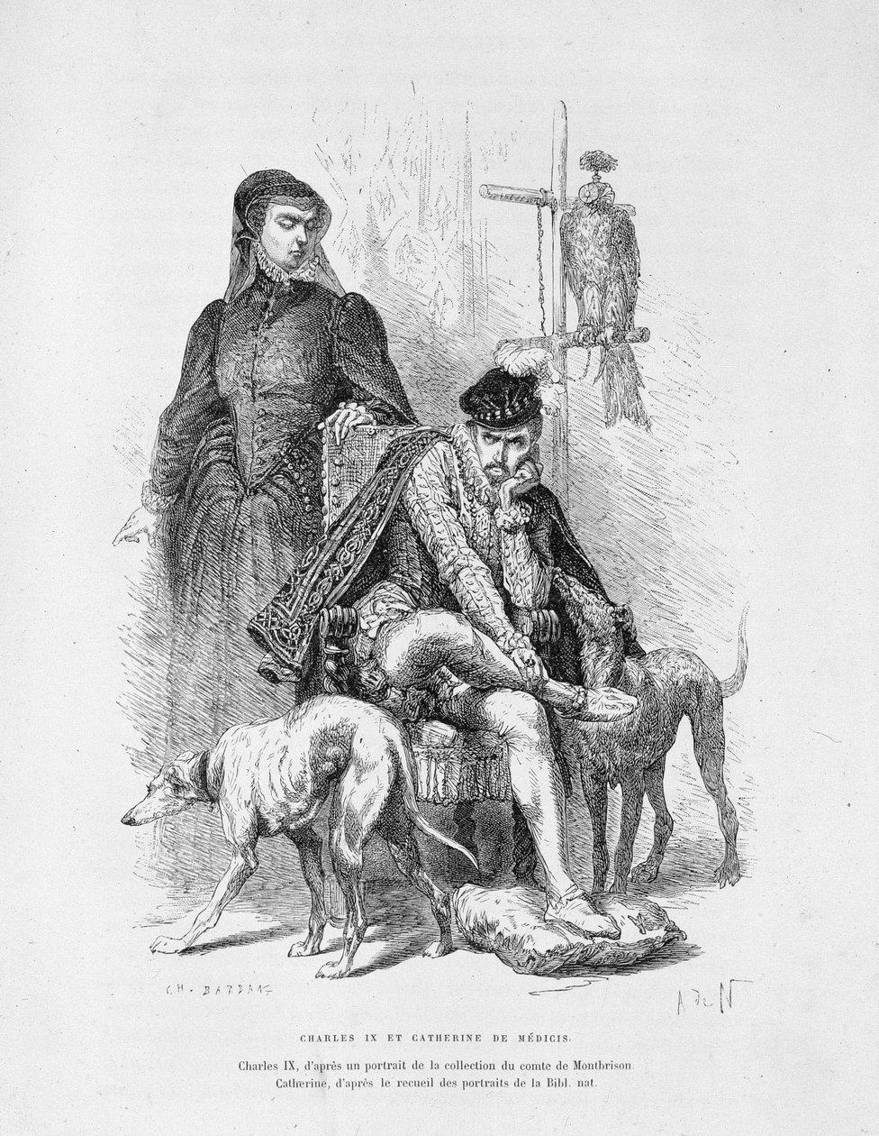 Porträt von Karl IX. und Katharina von Medici - in „Histoire de France“ von Guizot von Unknown artist