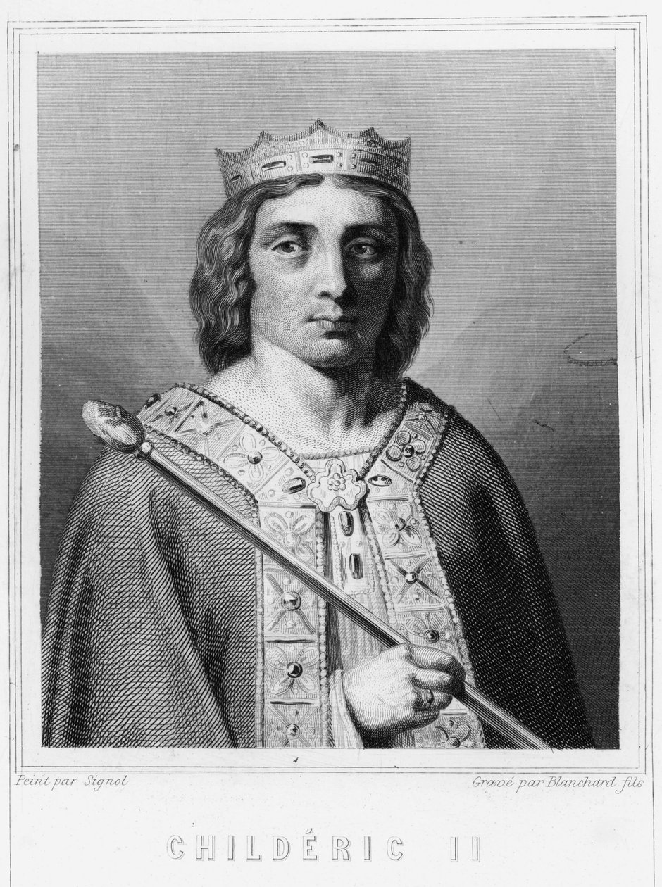 Porträt von Childerich II. (ca. 653-675), König von Austrasien - in „Geschichte der Franzosen“ von Lavallée, Gravur, undatiert von Unknown artist