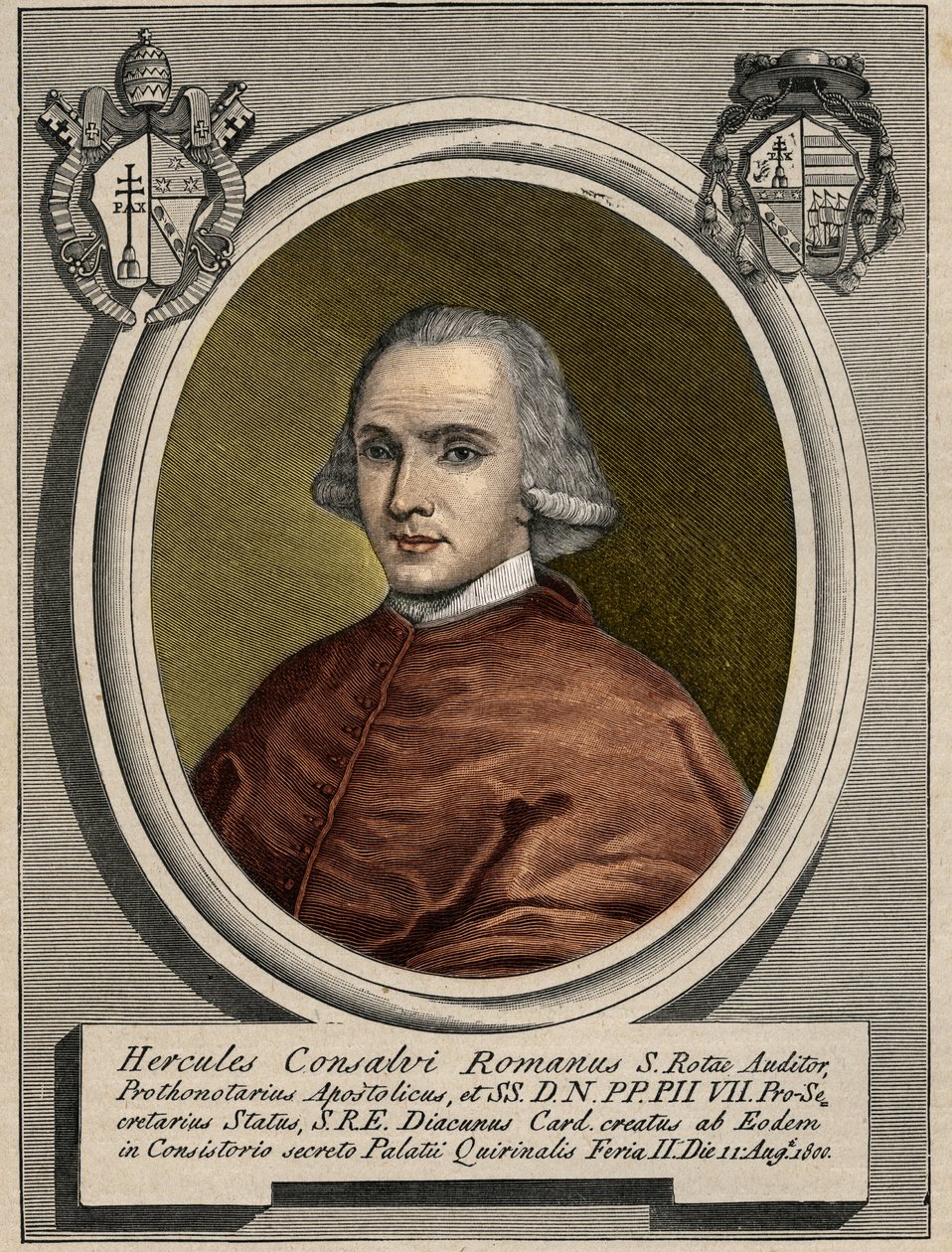 Porträt von Ercole Consalvi, Kardinalstaatssekretär von Pius VII. Gravur des 19. Jahrhunderts von Unknown artist