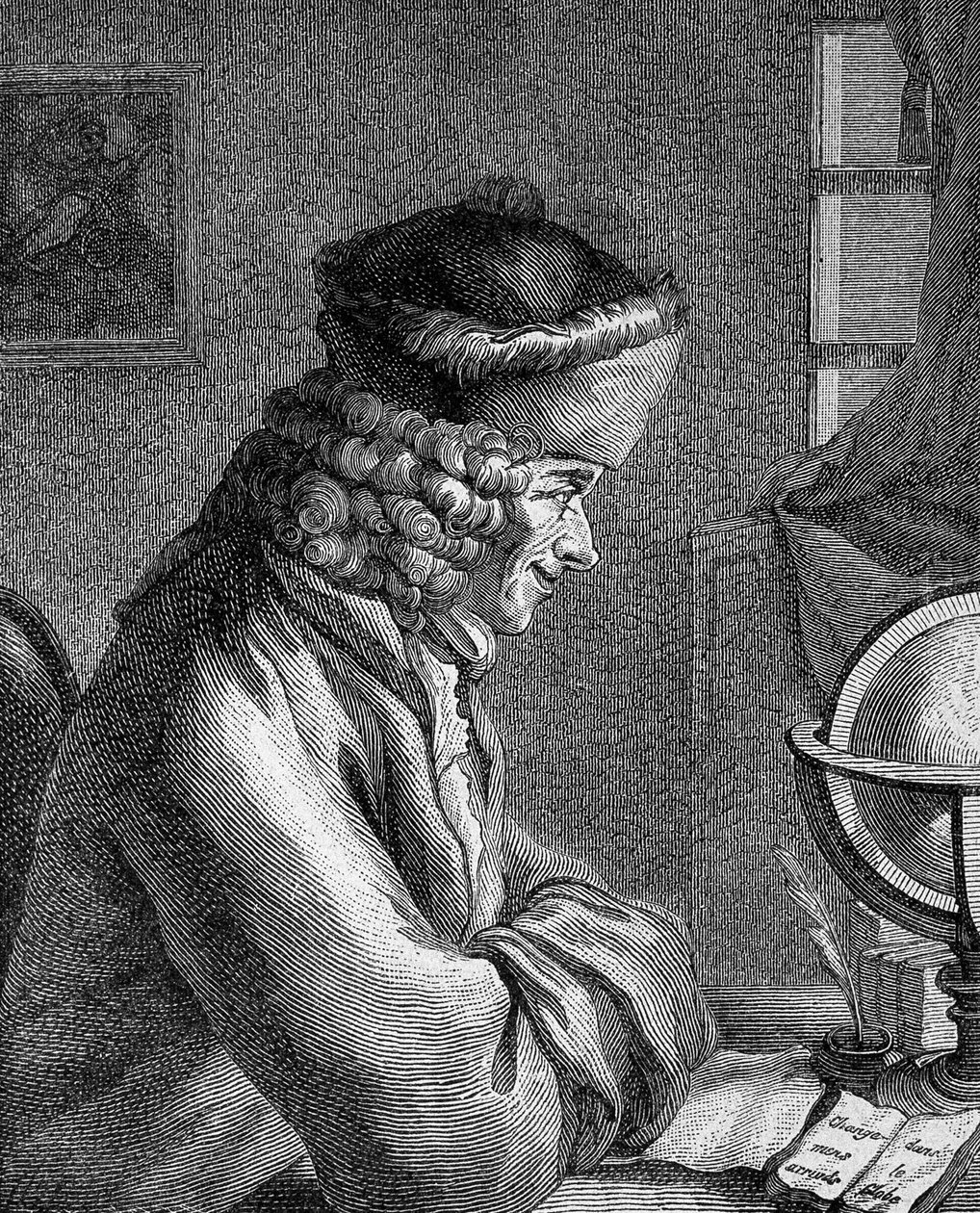 Porträt von François Marie Arouet, genannt Voltaire (1694 - 1778) im Château de Ferney, 1764 von Unknown artist