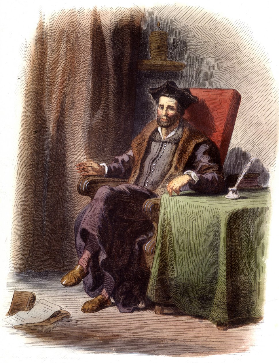 Porträt von François Rabelais sitzend (1483-1553) - in „Le Plutarque français“, Ed. Mennechet von Unknown artist