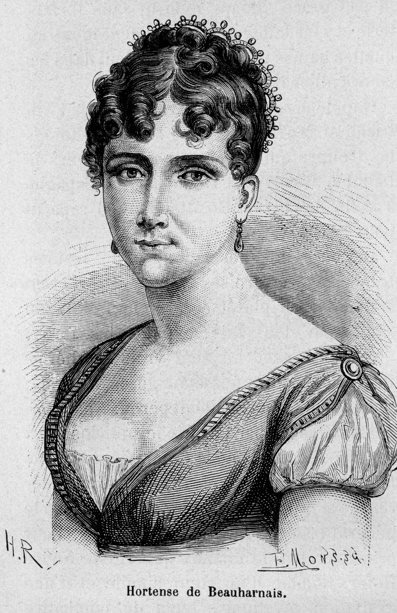 Porträt von Hortense Eugenie Cecile de Beauharnais, Königin von Holland (1783-1837), Tochter von Josephine de Beauharnais und Viscount Alexandre de Beauharnais - in „L