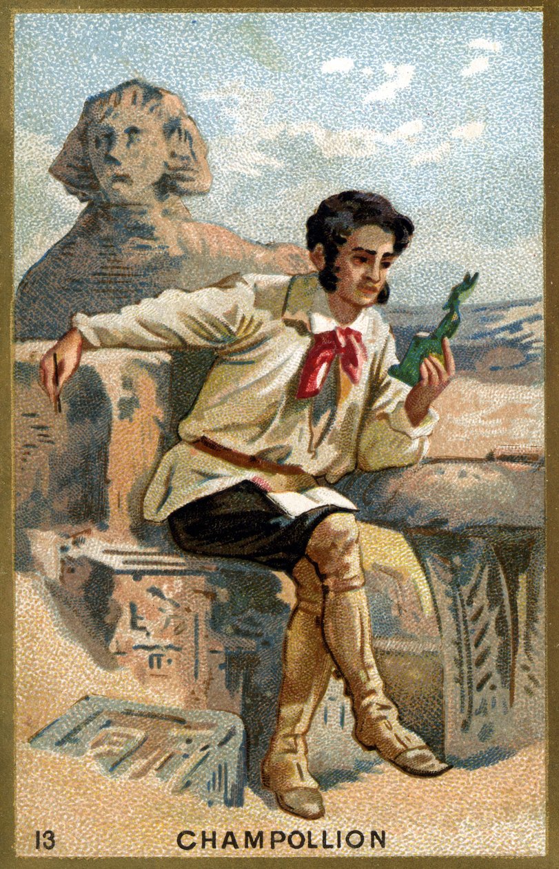 Porträt von Jean François Champollion, genannt der Jüngere (1790 - 1832), französischer Ägyptologe. Chromolithographie des 19. Jahrhunderts. von Unknown artist