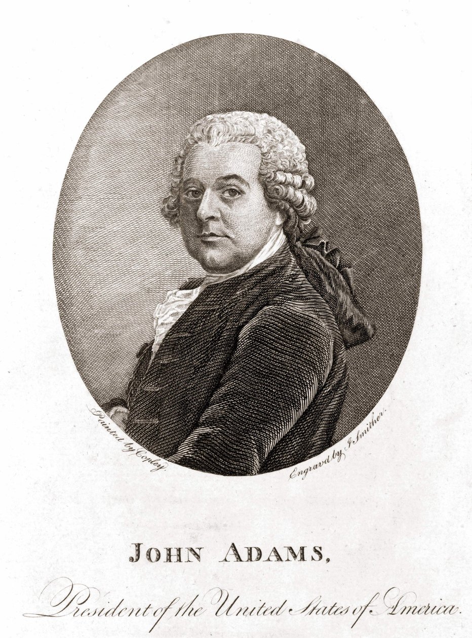 Porträt von John Adams (1735 - 1826), 2. Präsident der Vereinigten Staaten (1797 - 1801). Gravur 19. Jahrhundert von Unknown artist