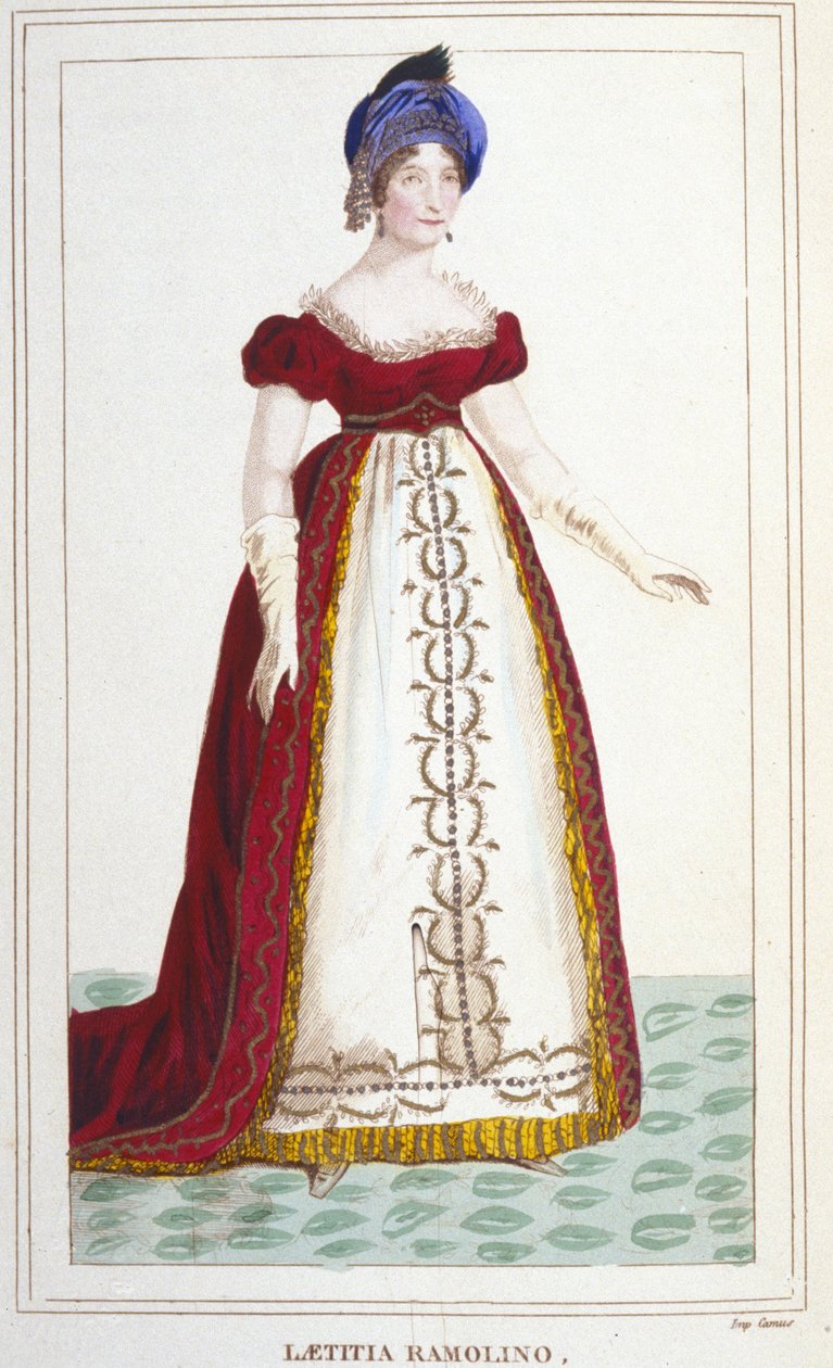 Porträt von Laetitia Bonaparte (Letizia Maria Ramolino) (1750-1836), Mutter von Napoleon I., Gravur von 1830 von Unknown artist