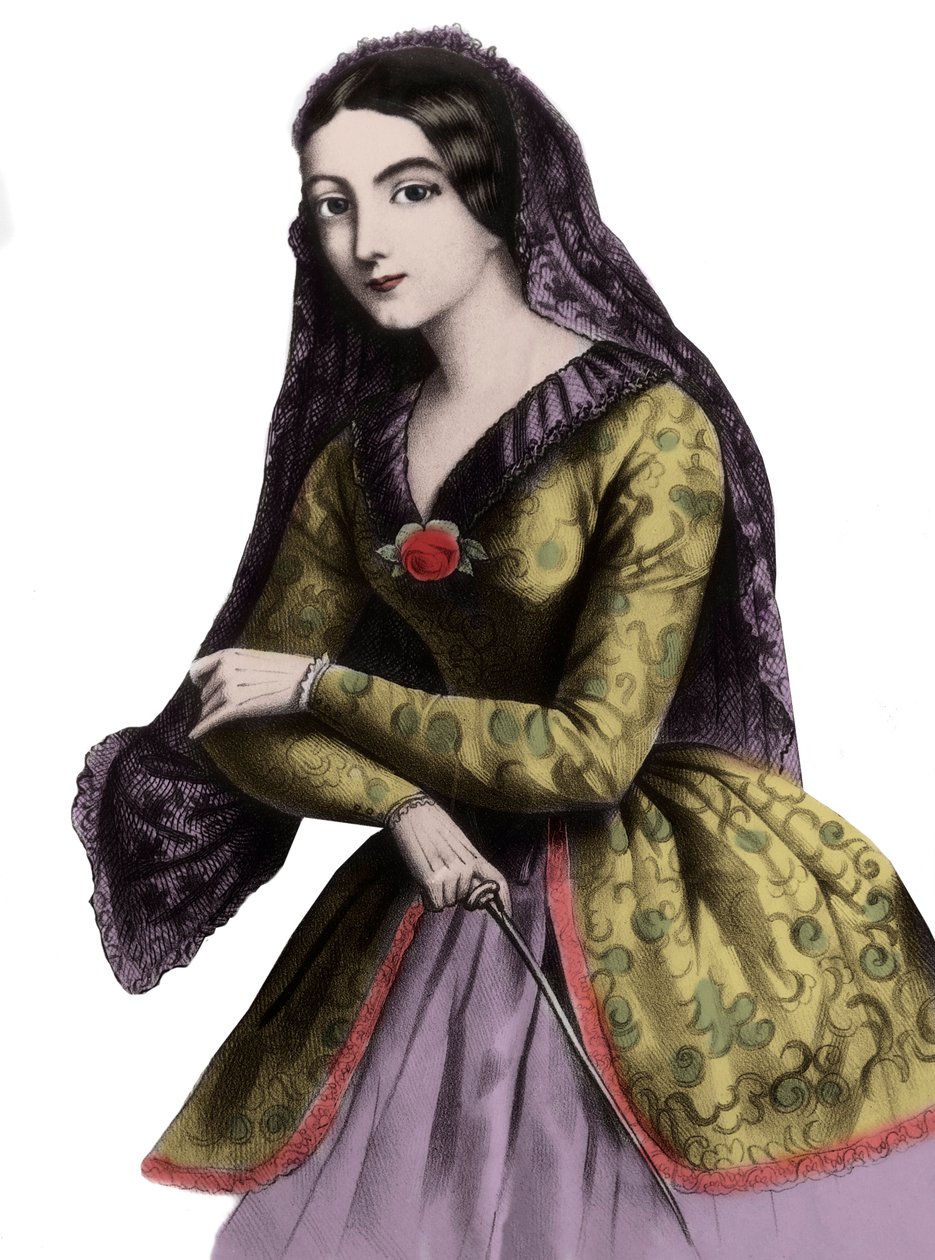 Porträt von Lola Montez (1821-1861) (Marie Dolores Eliza Rosanna Gilbert), exotische Tänzerin und Kurtisane, bekannt als die Geliebte von König Ludwig I. von Bayern von Unknown artist