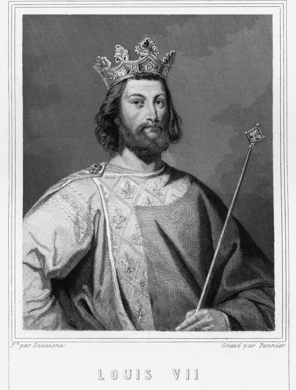Porträt von Ludwig VII. der Jüngere (1120-1180), König von Frankreich - in "Histoire des Français" von Lavallée, Gravur, sd von Unknown artist