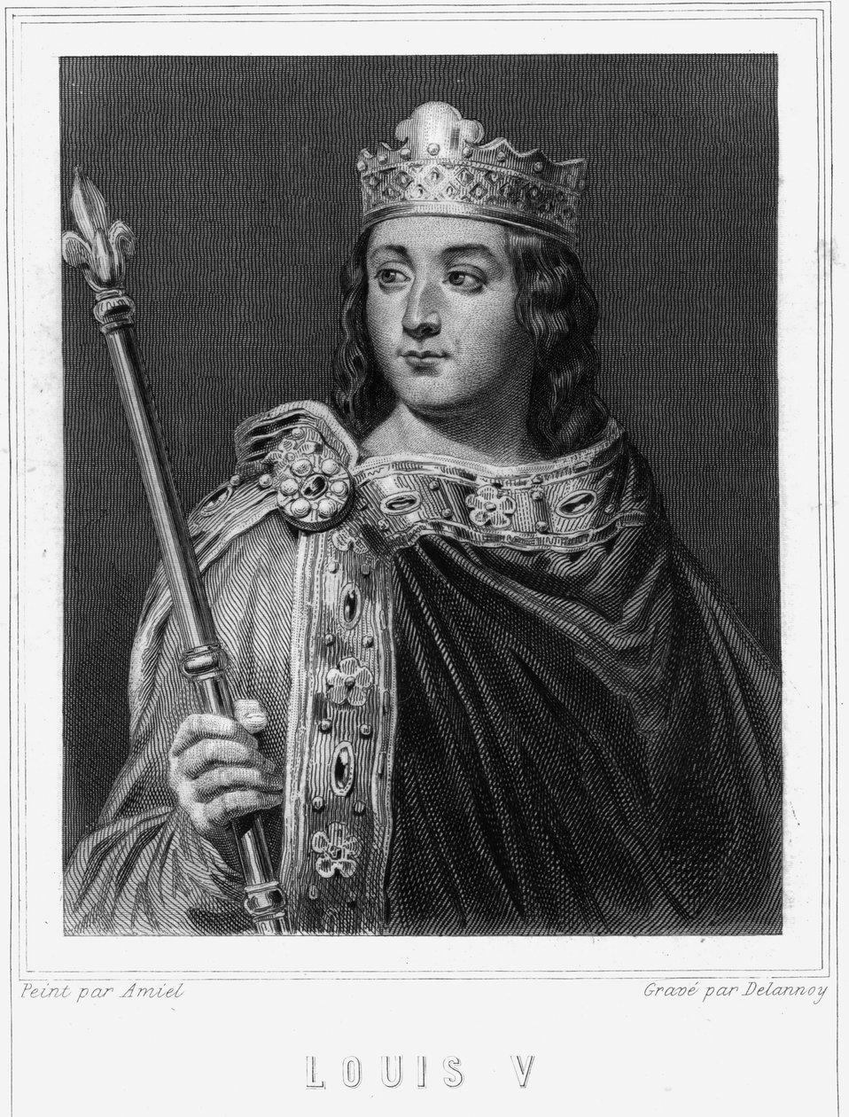 Porträt von Ludwig V. der Faule (967-987), König von Frankreich - in „Histoire des Français“ von Lavallée, Gravur, undatiert. von Unknown artist