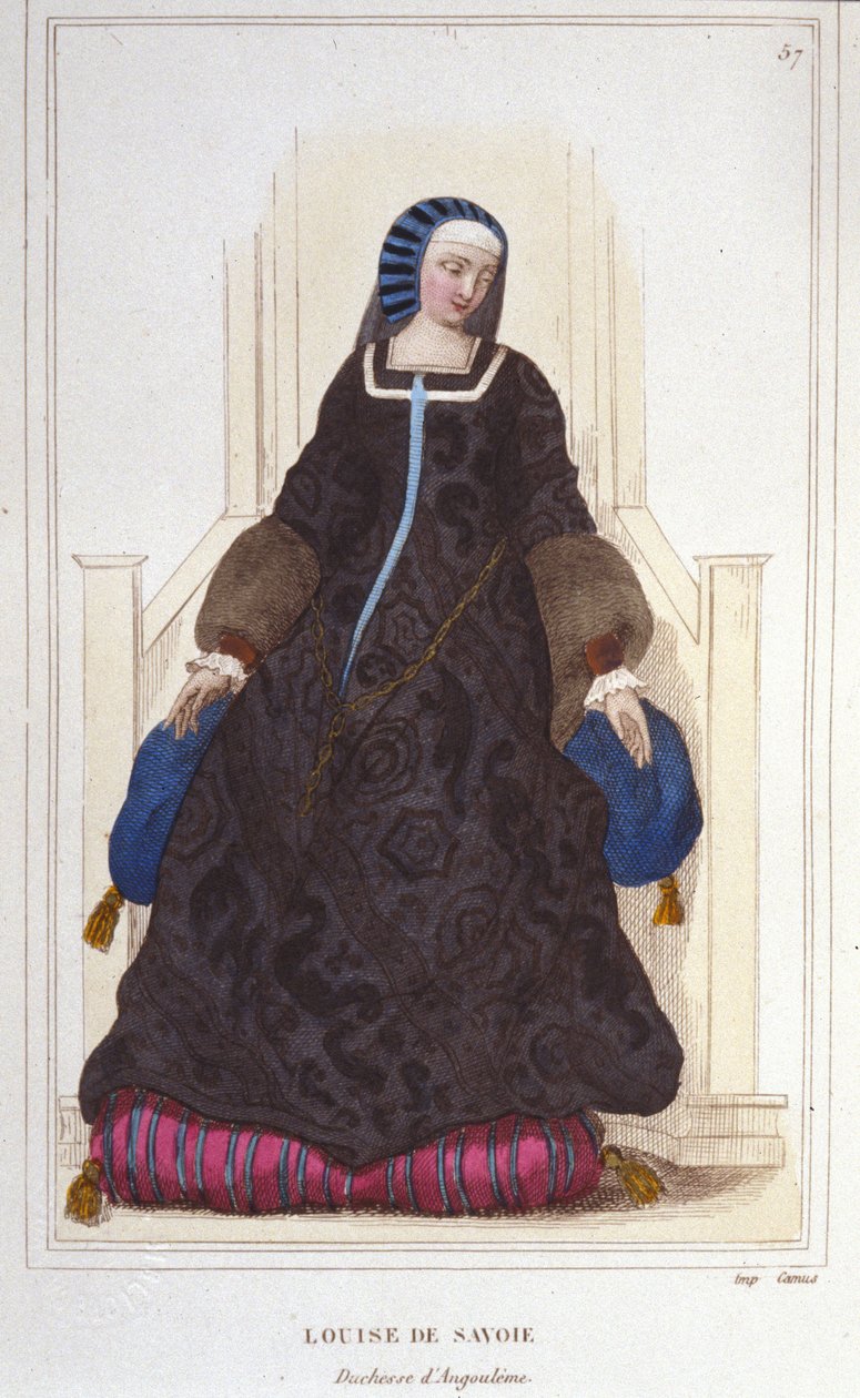 Porträt von Louise de Savoie, Herzogin von Angoulême und Mutter von François I (1476 - 1531), Gravur von 1830 von Unknown artist
