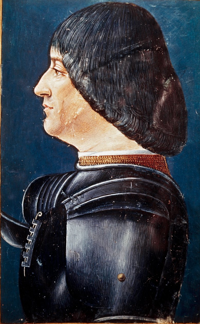 Porträt von Ludovico Maria Sforza genannt il Moro (1452-1508) Miniatur in „Grammatica“ von Aelius Donatus (Donato) von Unknown artist
