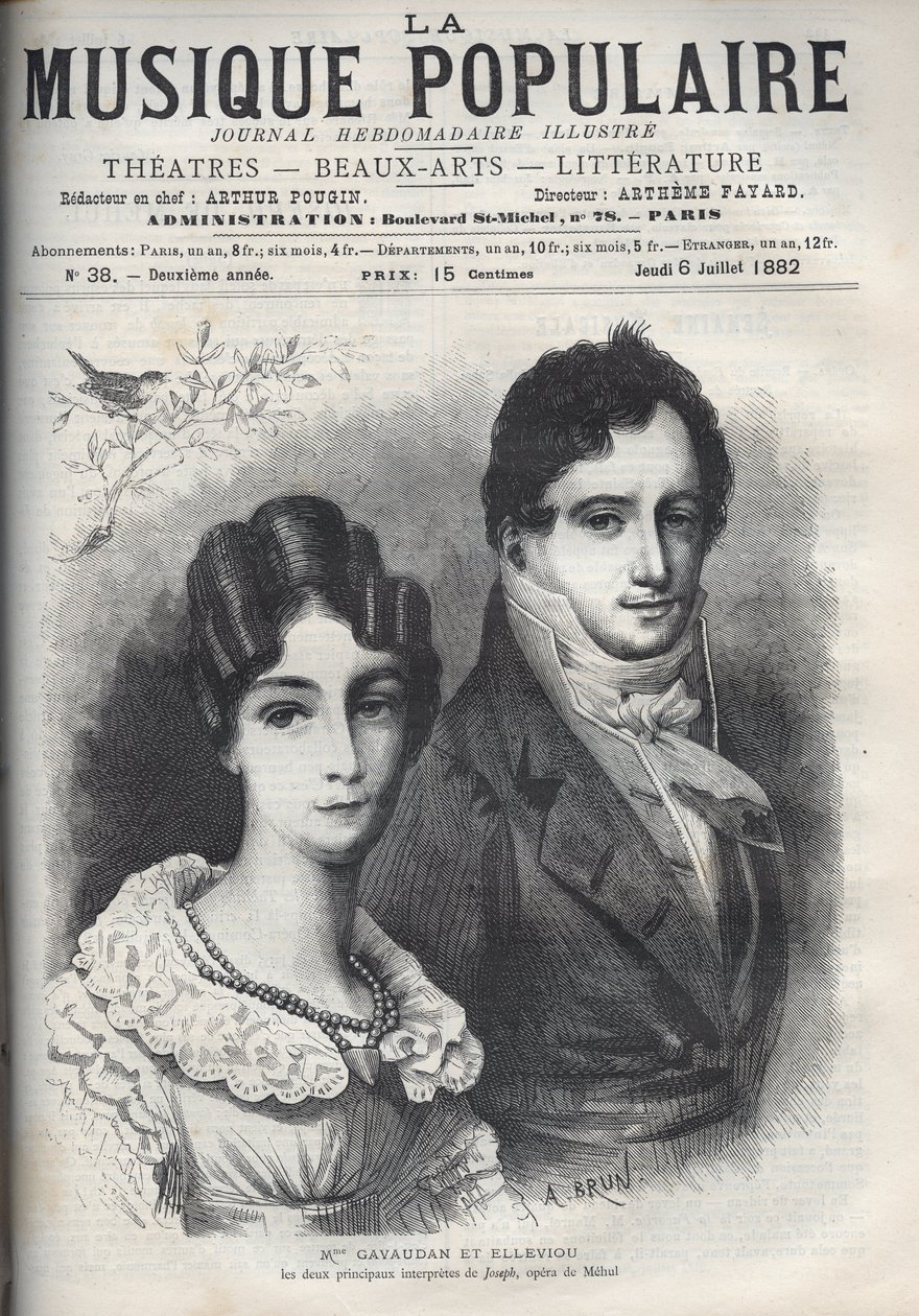 Porträt von Madame Gavaudan und Elleviou. Alexandrine Marie Agathe Gavaudan Ducamel (1781-1850) und Jean Elleviou (1769-1842), französische Sänger, Komödianten und Librettisten, sind die beiden Hauptdarsteller von „Joseph“, Oper von Unknown artist
