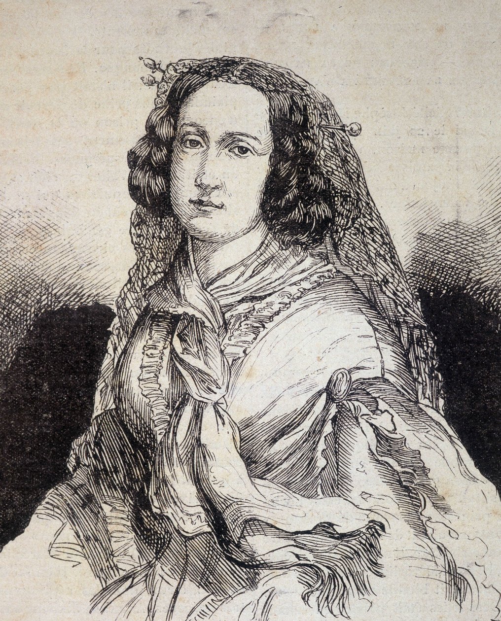 Porträt von Madame Marceline Desbordes-Valmore (1786 - 1859), französische Schriftstellerin - in „Les Contemporains“, n.d. spätes 19. Jahrhundert von Unknown artist