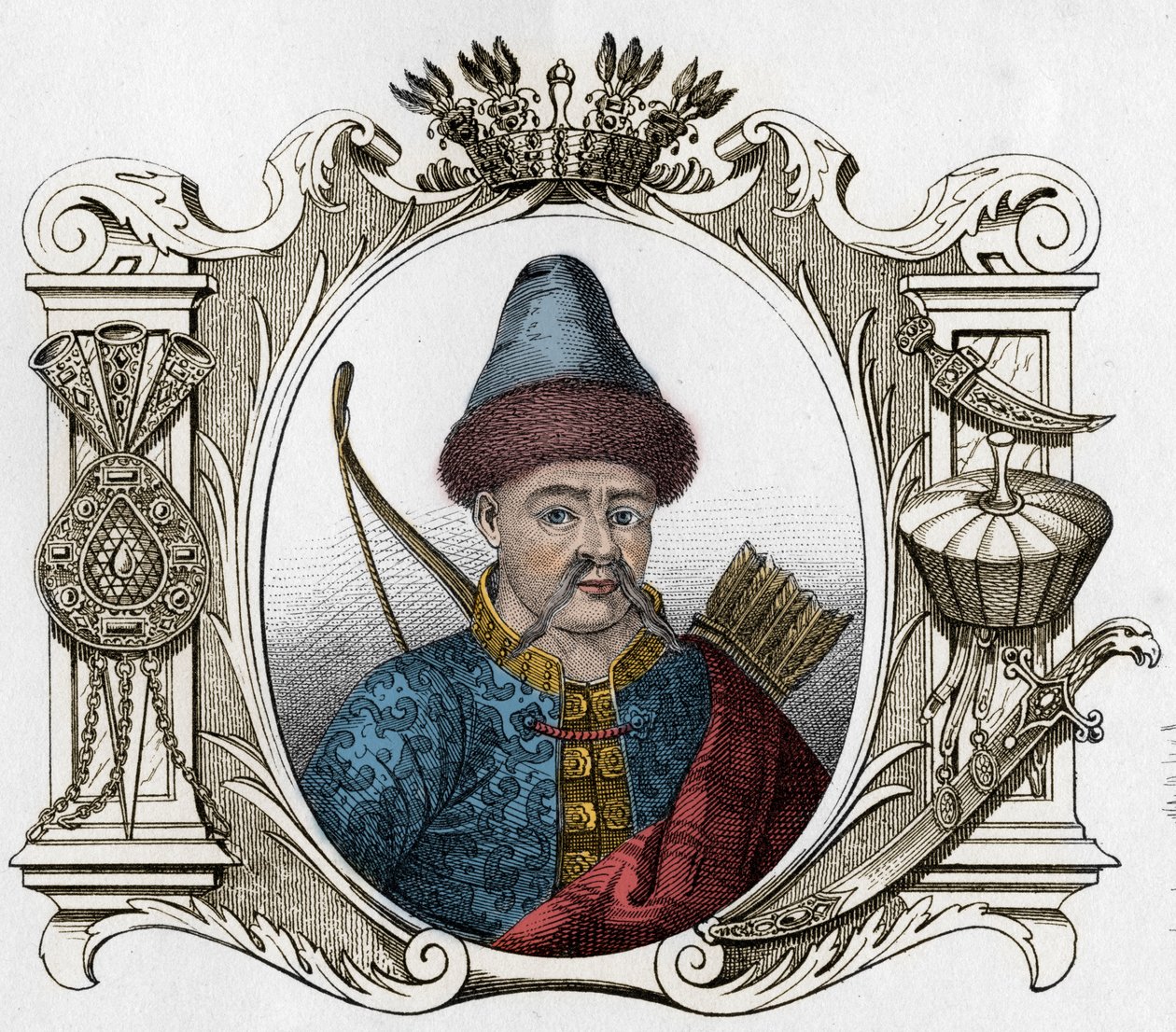 Porträt des mongolischen Monarchen Timur (Tamerlan) (1336-1405) - Tamerlan (1336-1405) (oder Timur Lang, „Timur der Lahme“) Gravur von 1861 von Unknown artist