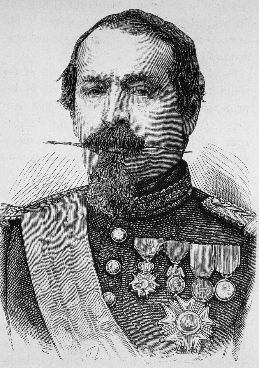 Porträt von Napoleon III. (1808 - 1873). Gravur des späten 19. Jahrhunderts in „Histoire de France“ von H. Martin. von Unknown artist