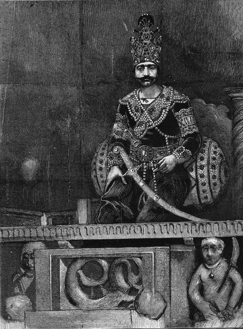 Porträt von Nasir Al-Din, Schah von Persien auf seinem Thron von Unknown artist