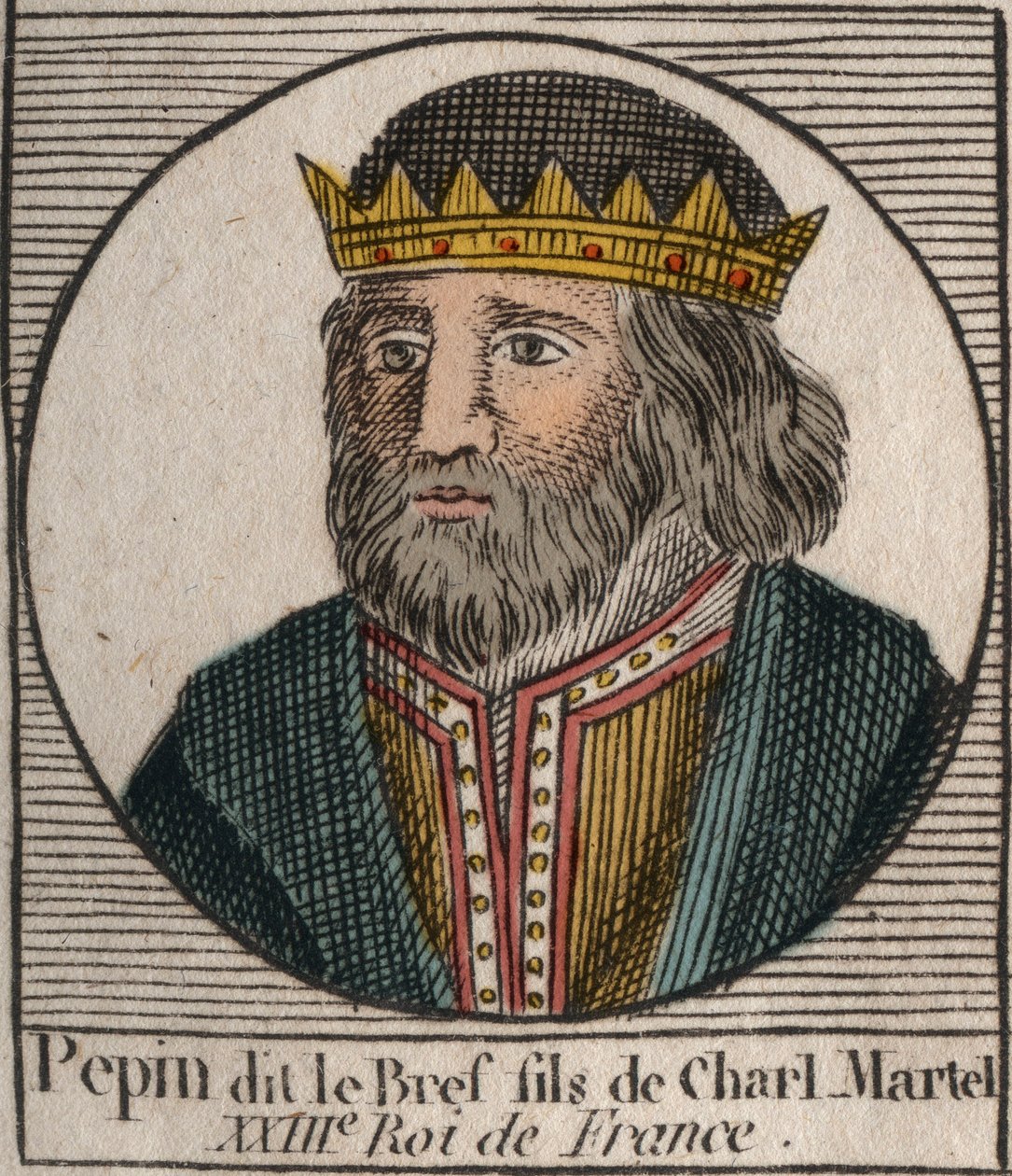 Porträt von Pippin III. genannt Pippin der Kurze (714-768) König von Frankreich - Pippin III. (714-768) König der Franken - Gravur aus „Instruction sur l