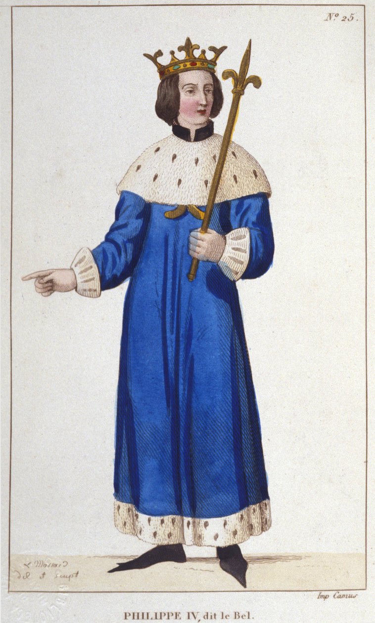 Porträt von Philipp IV. der Schöne (1268 - 1314), König von Frankreich, Gravur von 1830 von Unknown artist