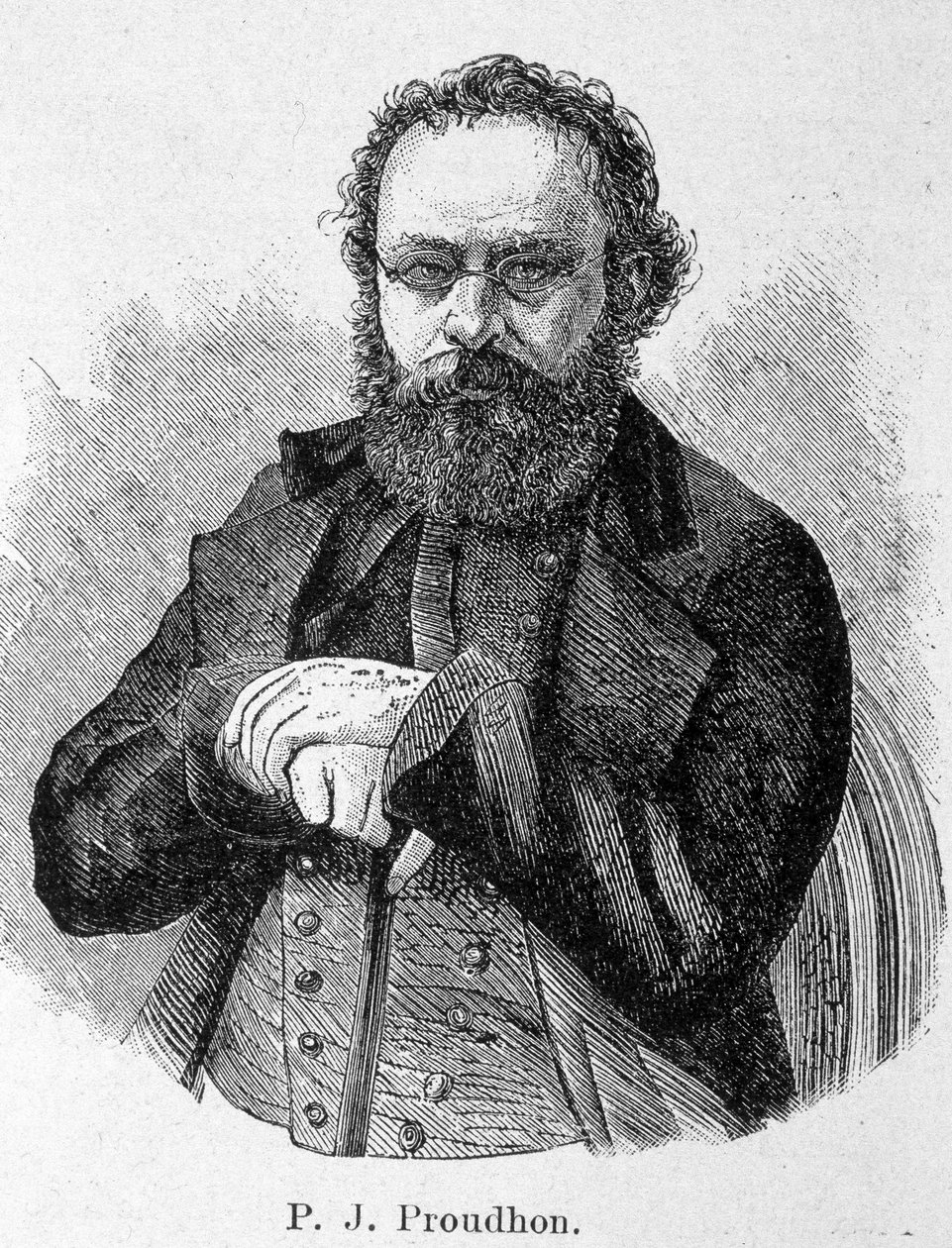 Porträt von Pierre Joseph Proudhon (1809 - 1865), französischer Sozialist von Unknown artist