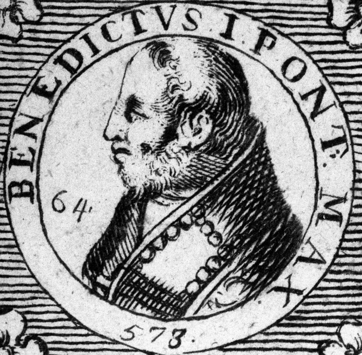 Porträt von Papst Benedikt I. Gravur aus dem 19. Jahrhundert. von Unknown artist