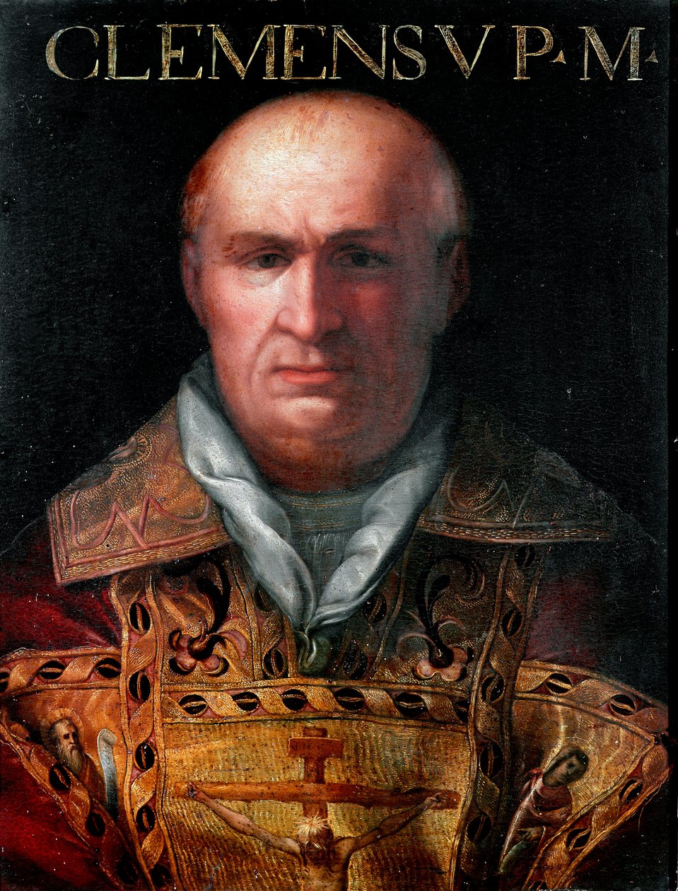 Porträt von Papst Clemens V. (1264-1314) ne Bertrand de Got (1264-1314). Anonymes 17. Jahrhundert Gemälde der „Raccolta Gioviana“ Florenz, Galleria degli Uffizi von Unknown artist