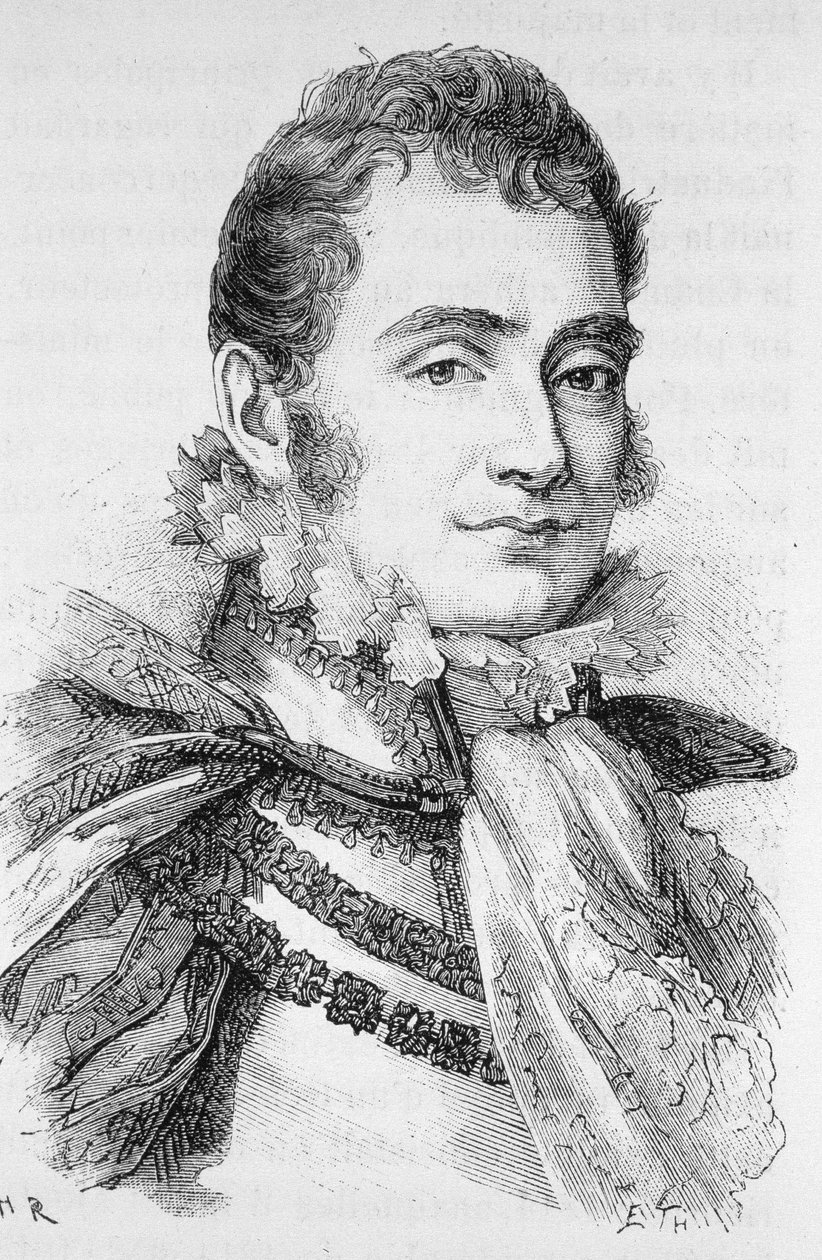 Porträt des Herzogs von Berry (1778 - 1820). Gravur aus dem späten 19. Jahrhundert in „Histoire de France“ von H. Martin. von Unknown artist