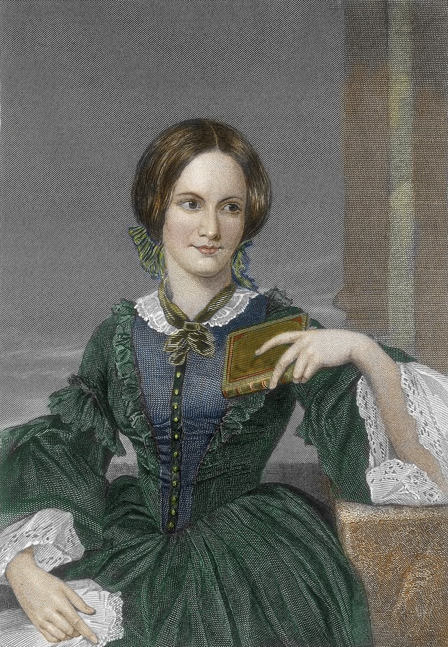 Porträt der englischen Schriftstellerin Charlotte Bronte (1816-1855) (Porträt der englischen Schriftstellerin Charlotte Bronte) Gravur 19. Jahrhundert Private Sammlung von Unknown artist