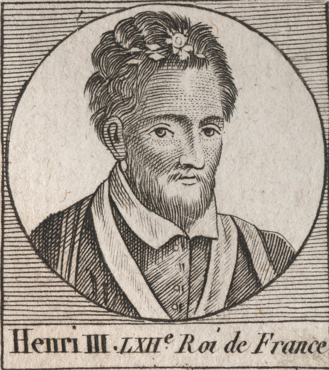 Porträt von König Heinrich III. von Frankreich (1551-1589) - Porträt von Heinrich III. (1551-89) König von Frankreich - Gravur aus „Instruction sur l