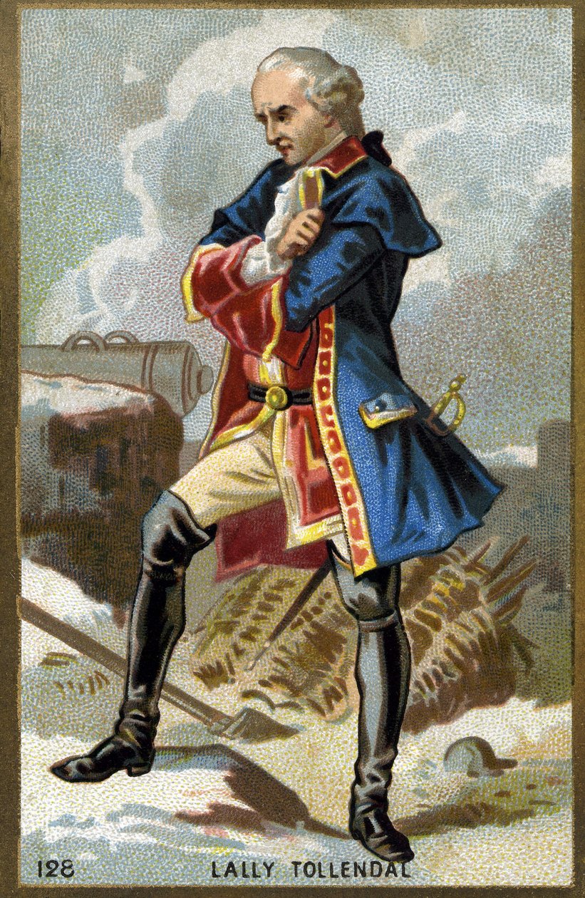 Porträt des Marquis von Thomas Arthur, Baron de Tollendal, Graf von Lally (1702 - 1766), französischer General irischer Herkunft. Chromolithographie des späten 19. Jahrhunderts. von Unknown artist