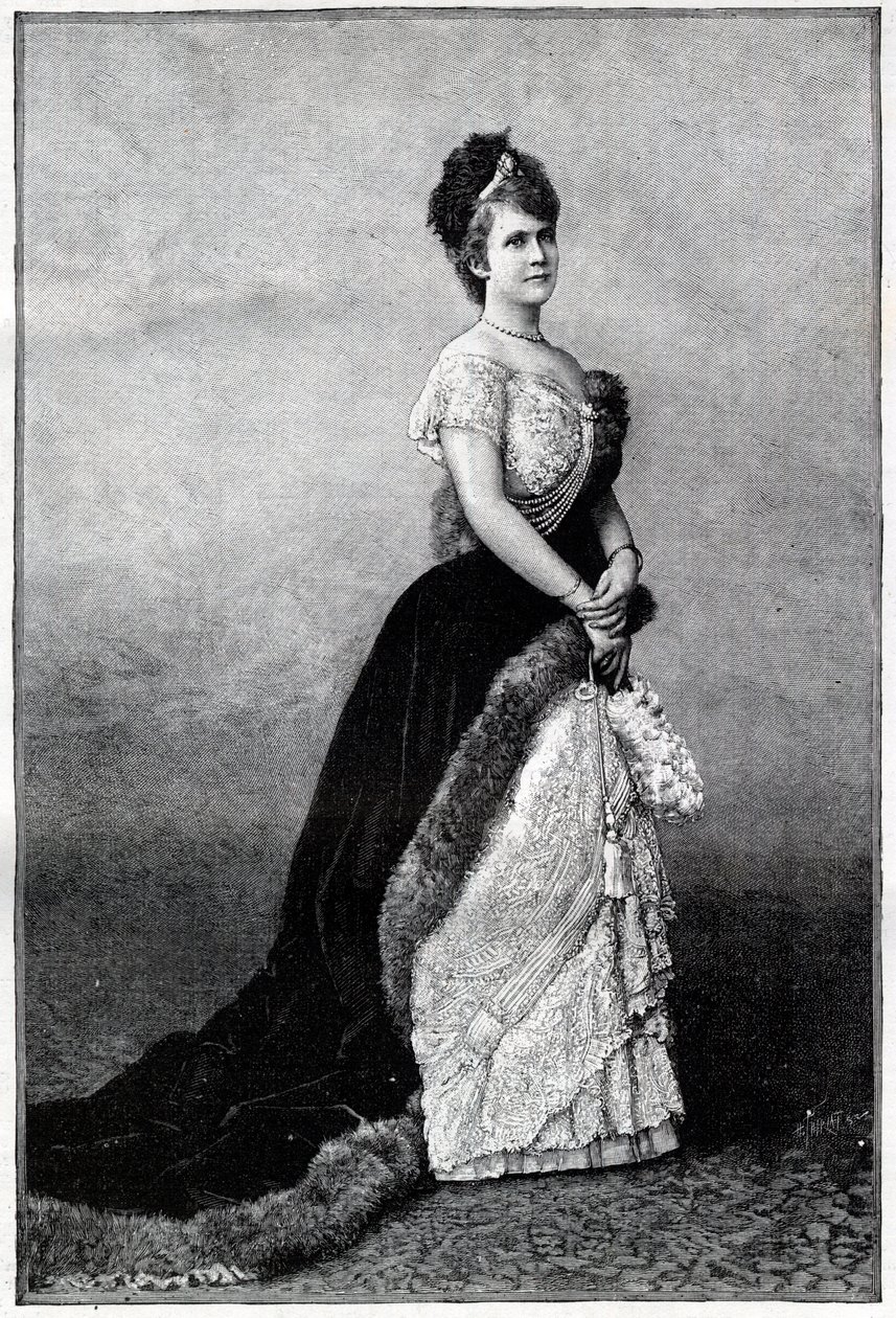 Porträt der Königin von Rumänien Elisabeth Pauline Ottilie Louise de Wied, bekannt als Carmen Sylva (1843-1916), Ehefrau von König Karl I. - Gravur von 1893 von Unknown artist