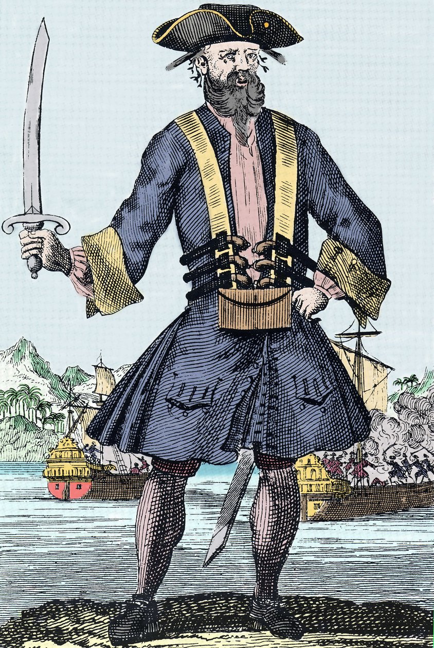 Porträt des Piraten Edward Teach genannt Barbenoire (Blackbeard oder Schwarzbart) von Unknown artist