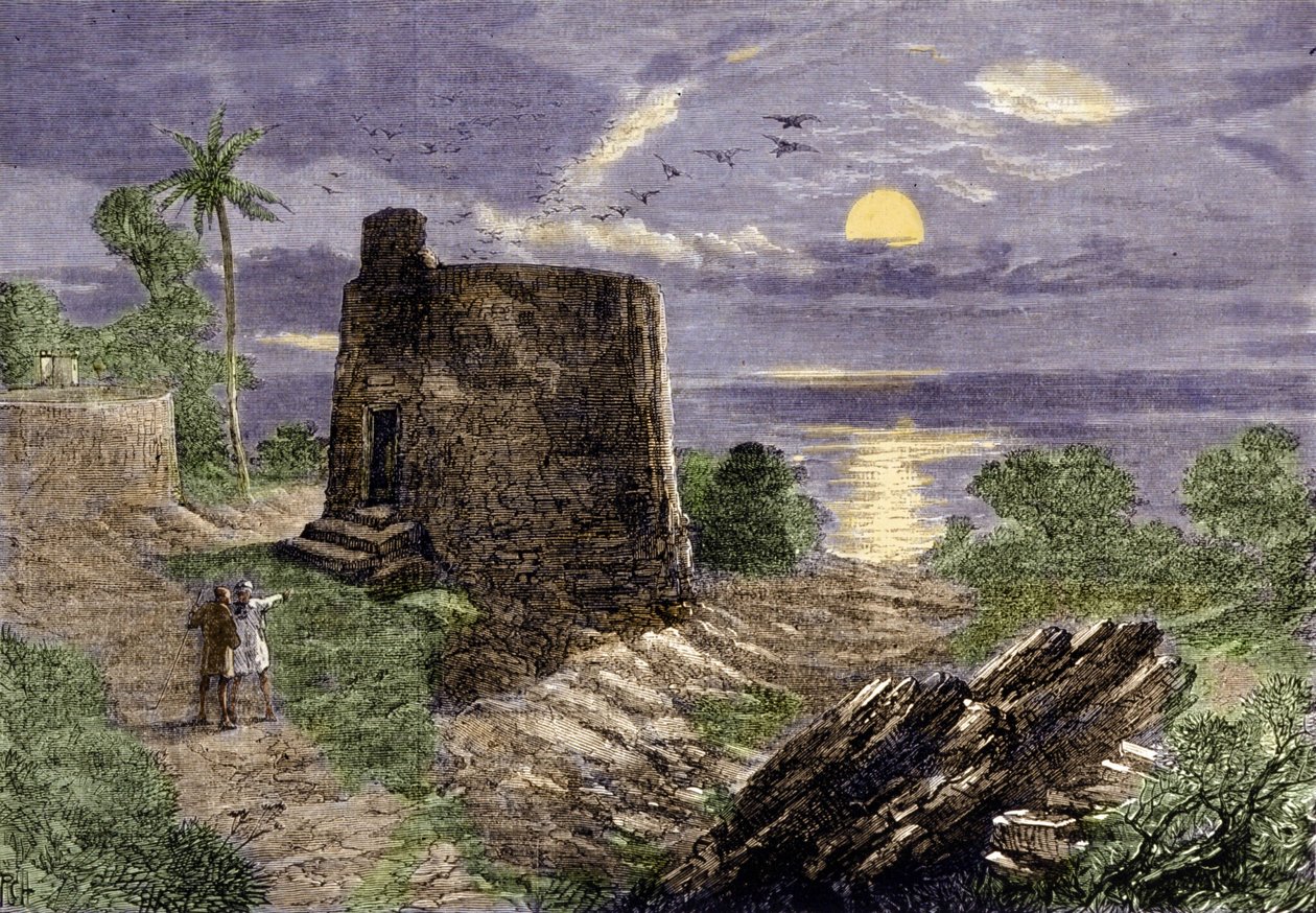 Religion der Farsis (Anhänger von Zarathustra): Das Begräbnisritual besteht darin, die Leichen der Verstorbenen in einem Turm, dem Turm des Schweigens, zu platzieren, wo sie von Geiern gefressen werden. Malabar-Region von Unknown artist