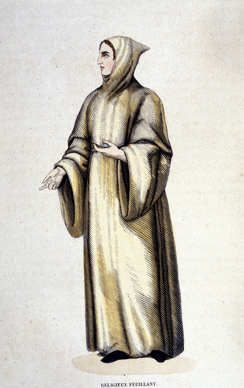 Religiöser Feuillant, Orden von Citeaux, reformiert von Jean de La Barrière. Gravur aus dem 19. Jahrhundert. von Unknown artist