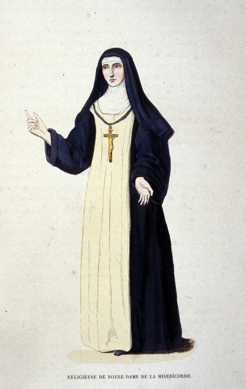 Religiöse der Unserer Lieben Frau der Barmherzigkeit. Gravur aus einem Album über religiöse Orden, Paris von Unknown artist