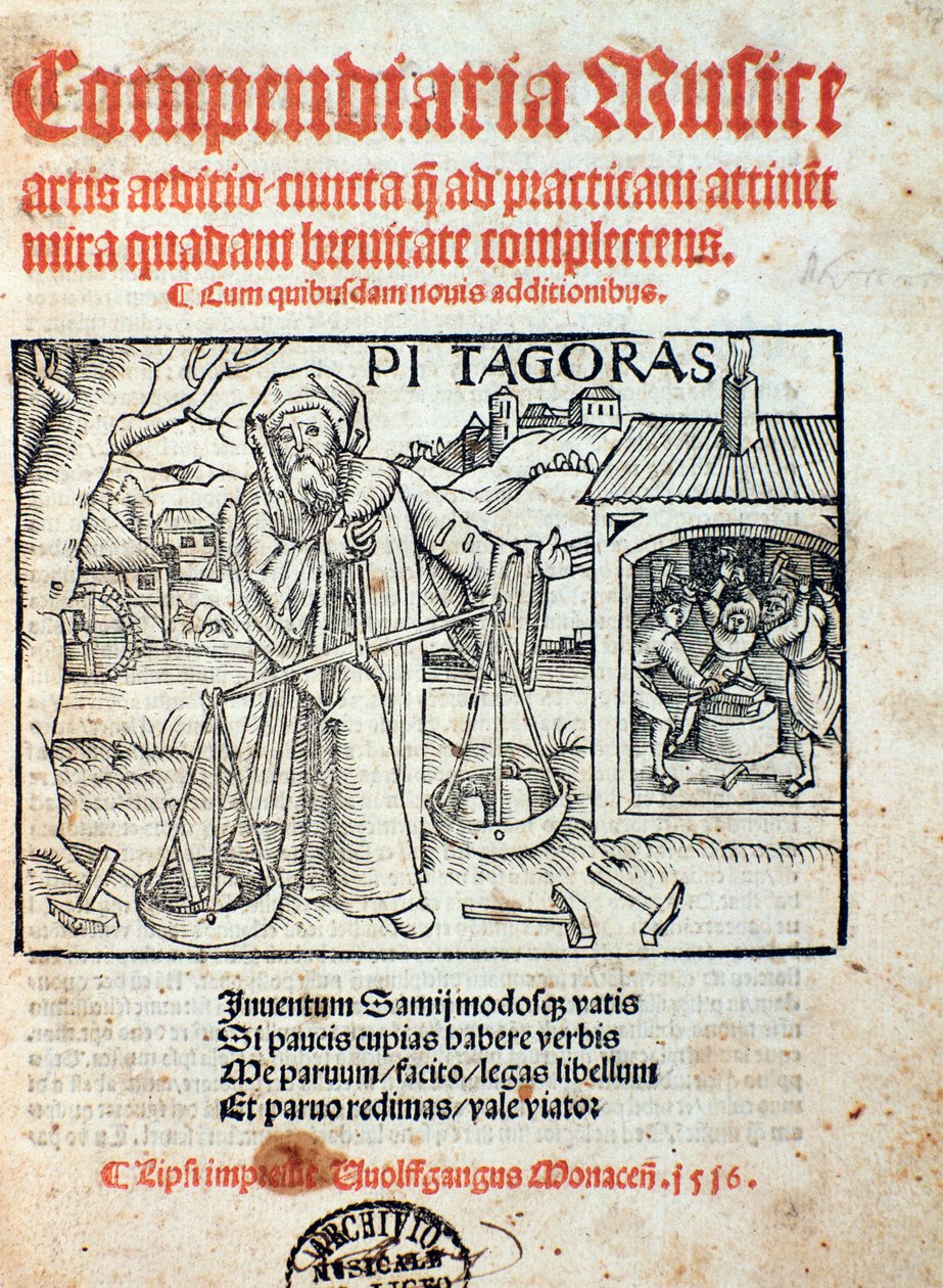 Darstellung von Pythagoras, aus Compendiara musica (1516) von Unknown artist