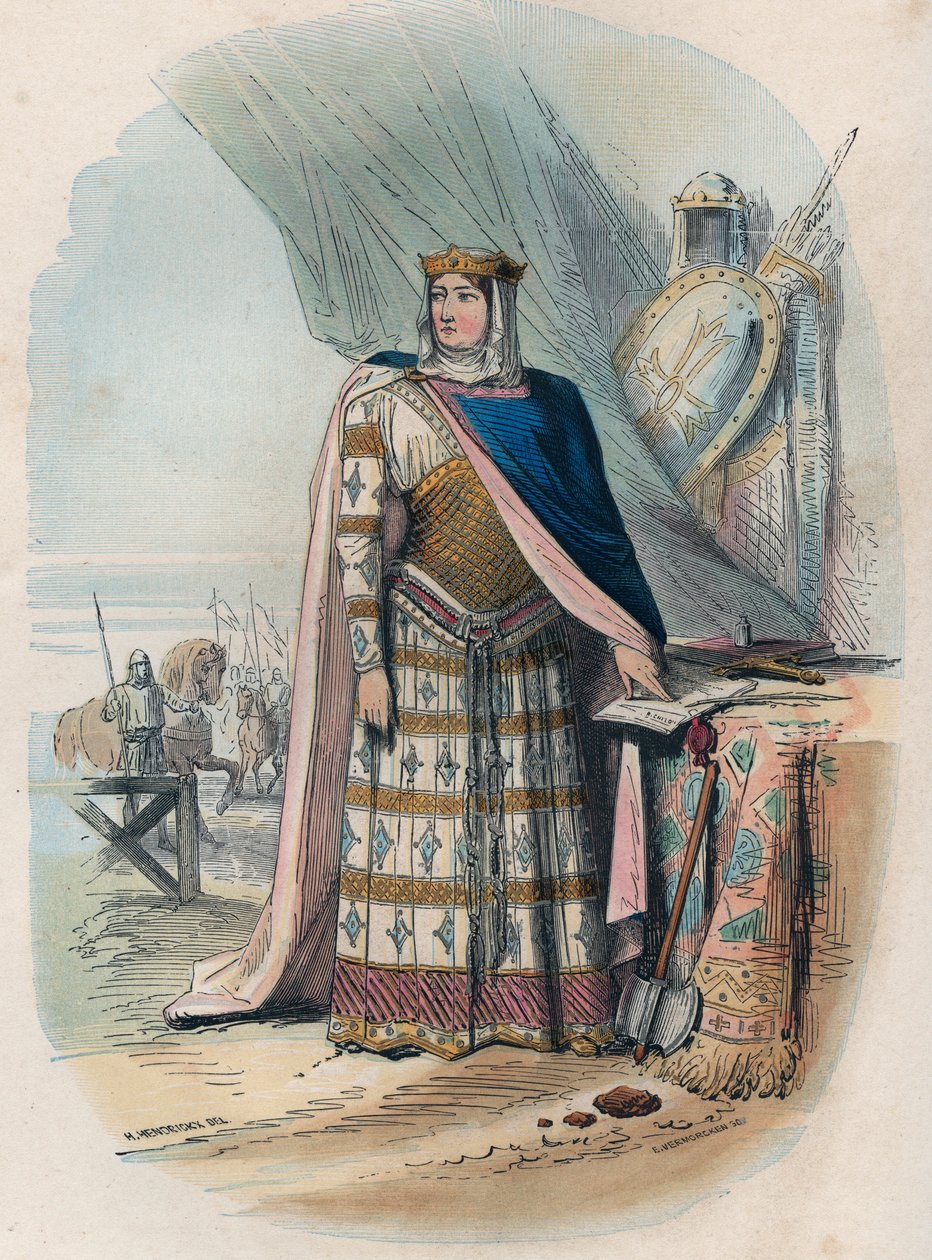 Richilde von den Ardennen (oder Richilde von der Provence) (ca. 845 - 2. Juni 910, Königreich Niederburgund) war die zweite Gemahlin von Karl dem Kahlen, König und Kaiser der Franken - Porträt von Richilde von den Ardennen oder Richilde von der Provence (c von Unknown artist