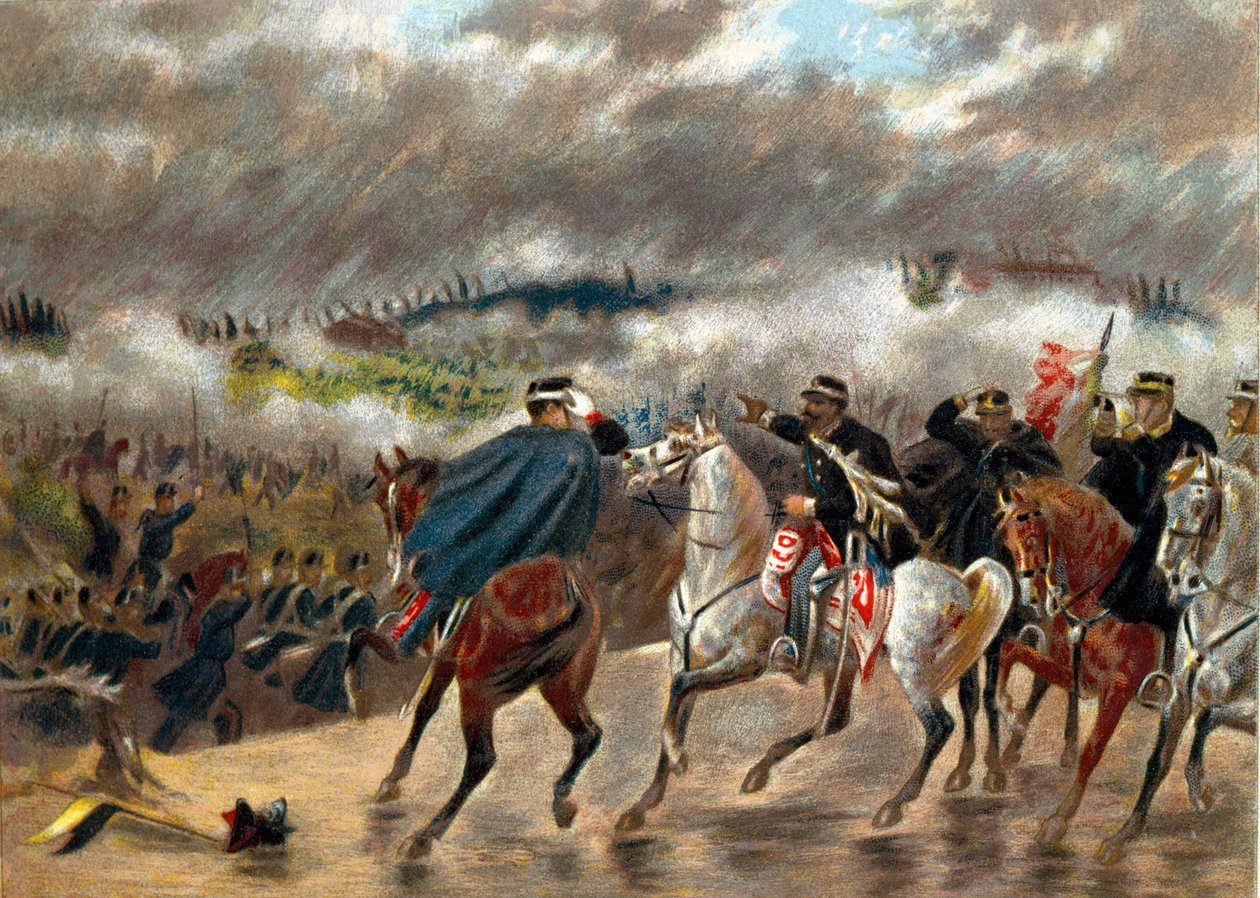 Risorgimento - Italienische Kampagne (1859): Viktor Emanuel II. während der Schlacht von San Martino am 24.06.1859 von Unknown artist