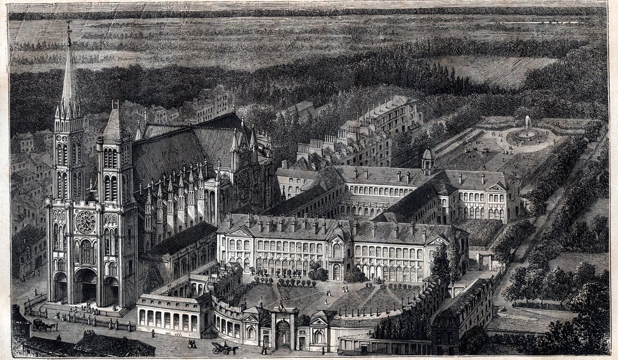 Königliches Haus von Saint-Louis (Haus der Bildung der Ehrenlegion) in Saint Denis nahe der Kathedrale - Gravur um 1867 von Unknown artist