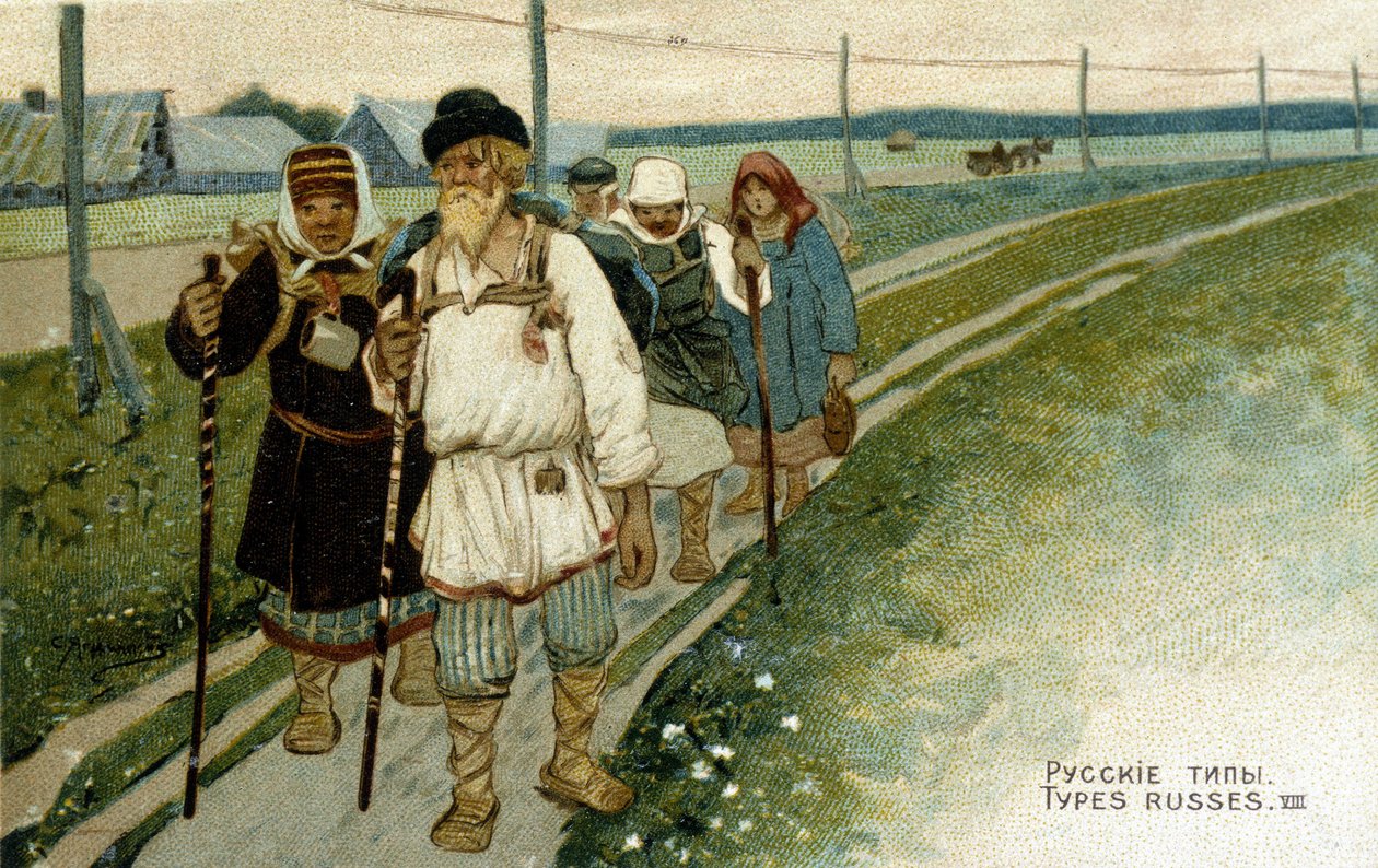 Russische Reisende zu Fuß im 19. Jahrhundert von Unknown artist