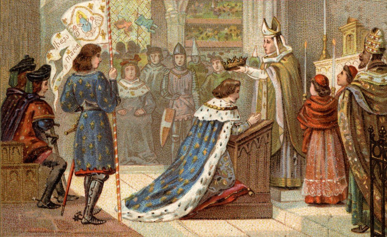 Krönung von Karl VII. (1403-1461) in der Kathedrale von Reims (17. Juli). von Unknown artist